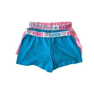Lot of 2 Wonder Nation Girls Pull On Shorts Size Large (10) Pink & Light Blue